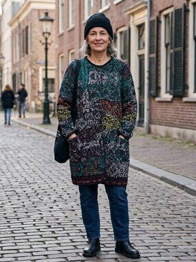 NEW J.Jill Jaquard Pocketed Long Line Cardigan Sweater Wool Coat
